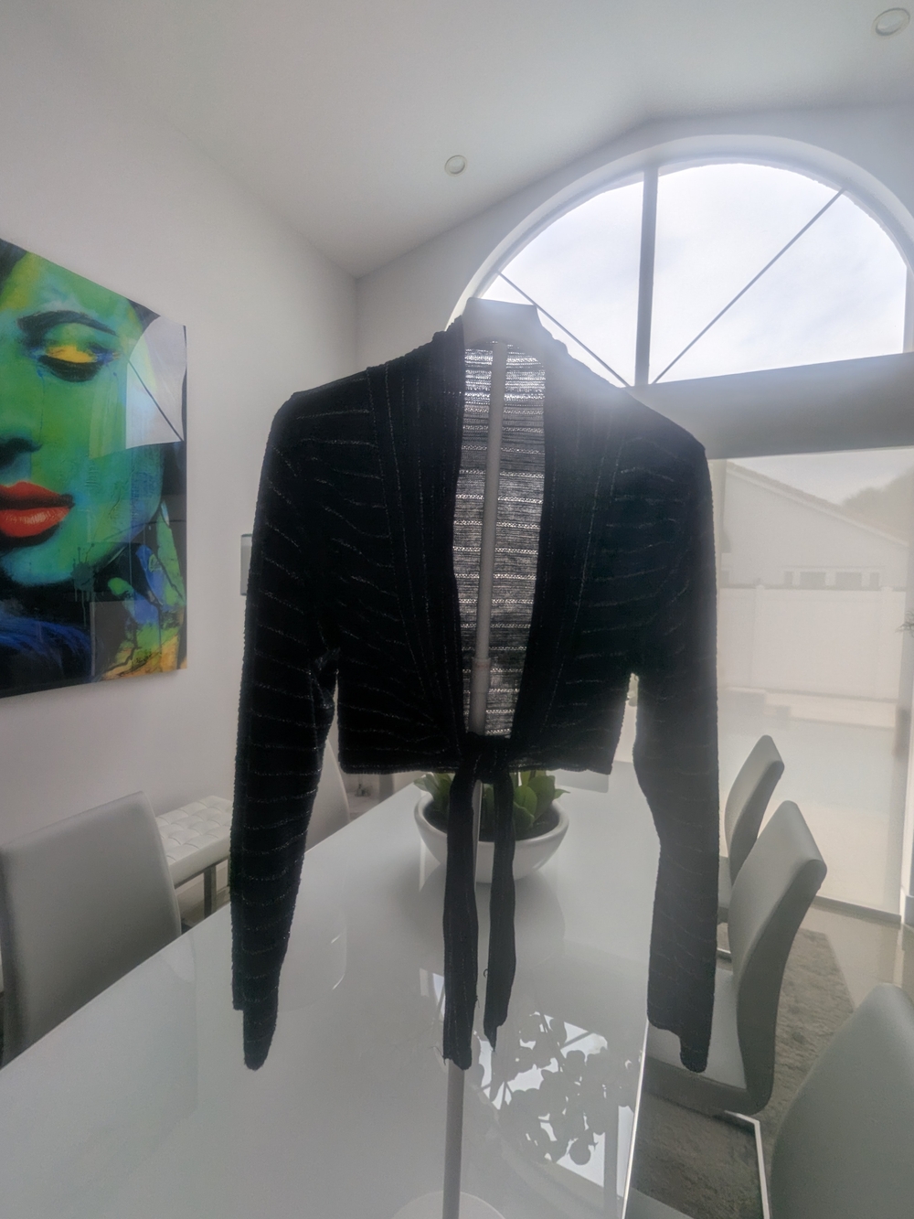 Black Tie-Front Cropped Women's Jacket